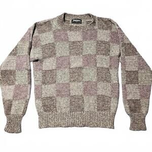 Vintage Jantzen Vintage Wool Cotton Blend Sweater Size M Checkerboard 90s Cosby